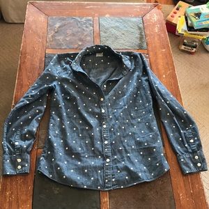 Jcrew polka dot chambray shirt